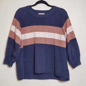 Madewell Womens Stripe Sweater Top 3/4 Sleeve Size Medium M Cotton Blend Casual